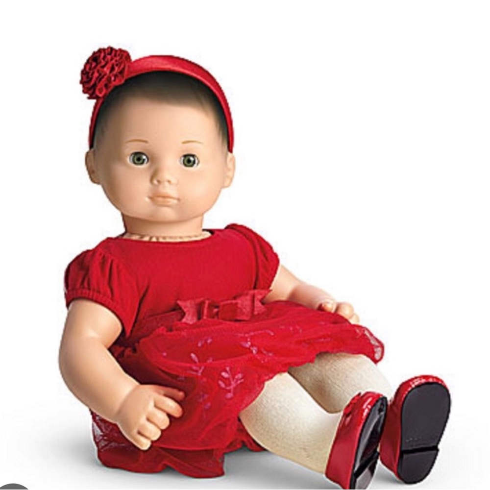 Bitty Baby Doll Twinkle Red Party Dress, Shoes,Hairband, Tights (no doll)